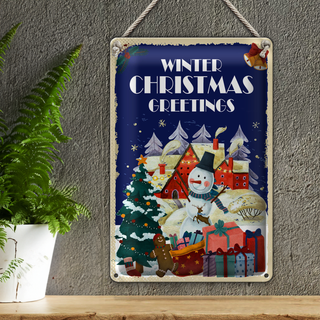 Blechschild 20x30cm Christmas Winter Greetings Weihnachtenration