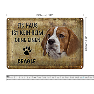 Blechschild Spruch 30x20cm Beagle Hund ohne kein Heim