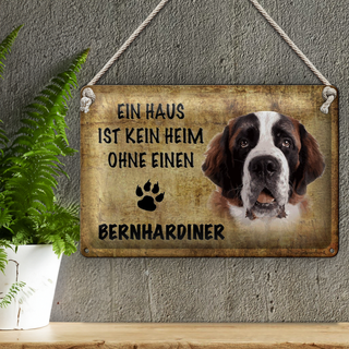 Blechschild Bernhardiner 30x20cm Haus ist kein Heim ohne