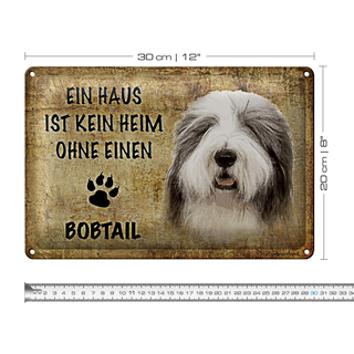 Blechschild Bobtail 30x20cm Haus ist kein Heim ohne
