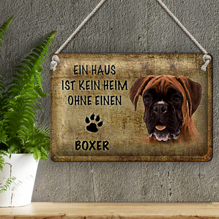 Blechschild Boxer 30x20cm Haus ist kein Heim ohne