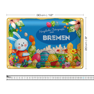 Blechschild Ostern Ostergrüße 30x20cm BREMEN