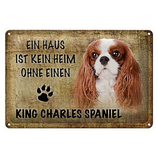 Blechschild King Charles Spaniel 30x20cm kein Heim ohne