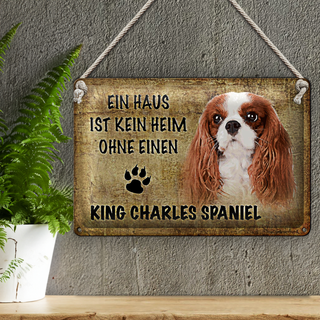 Blechschild King Charles Spaniel 30x20cm kein Heim ohne