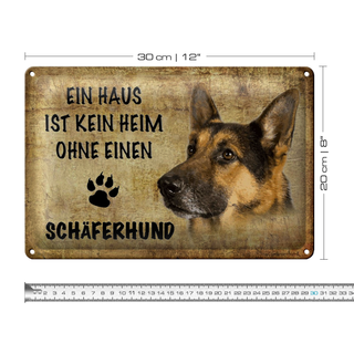 Blechschild Schäferhund 30x20cm Haus kein Heim ohne