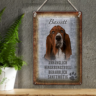 Blechschild Spruch 20x30cm Bassett Hund