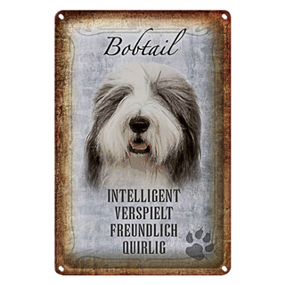 Blechschild Spruch 20x30cm Bobtail Hund verspielt