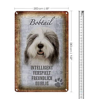 Blechschild Spruch 20x30cm Bobtail Hund verspielt