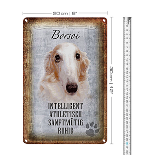 Blechschild Spruch 20x30cm Borsoi Hund athletisch