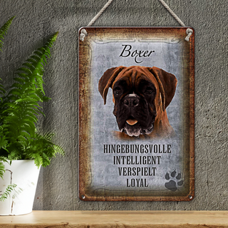 Blechschild Spruch 20x30cm Boxer Hund intelligent