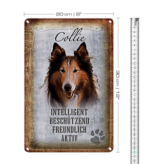 Blechschild Spruch 20x30cm Collie Hund freundlich