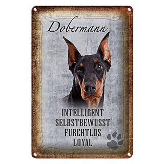 Blechschild Spruch 20x30cm Dobermann Hund loyal