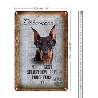 Blechschild Spruch 20x30cm Dobermann Hund loyal