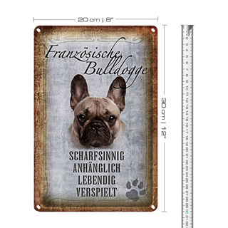 Blechschild Spruch 20x30cm Französische Bulldogge Hund
