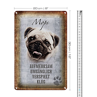Blechschild Spruch 20x30cm Mops Hund