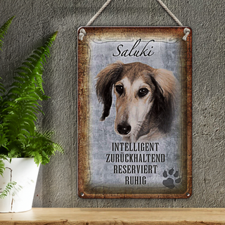 Blechschild Spruch 20x30cm Saluki Hund ruhig