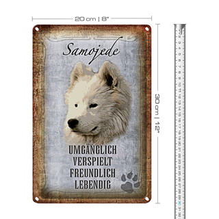 Blechschild Spruch 20x30cm Samojede Hund