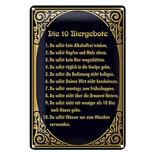 Blechschild 20x30cm 10 Biergebote Bier