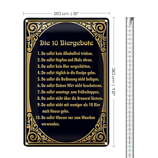 Blechschild 20x30cm 10 Biergebote Bier