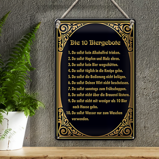 Blechschild 20x30cm 10 Biergebote Bier