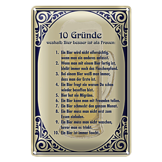 Blechschild 20x30cm Bier besser als Frauen