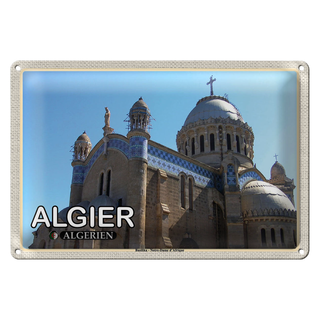 Blechschild Reise 30x20cm Algier Algerien Basilika Notre-Dame