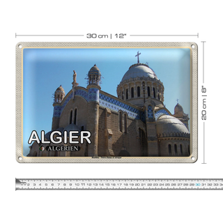 Blechschild Reise 30x20cm Algier Algerien Basilika Notre-Dame