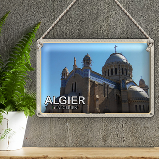 Blechschild Reise 30x20cm Algier Algerien Basilika Notre-Dame