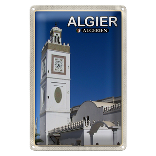 Blechschild Reise 20x30cm Algier Algerien Moschee El Jdid