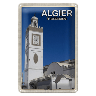 Blechschild Reise 20x30cm Algier Algerien Moschee El Jdid