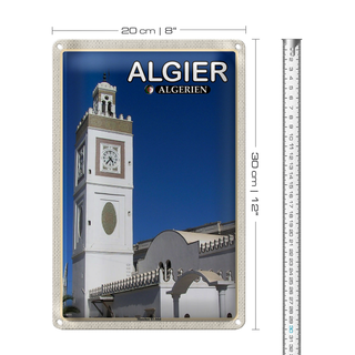 Blechschild Reise 20x30cm Algier Algerien Moschee El Jdid