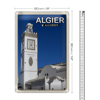 Blechschild Reise 20x30cm Algier Algerien Moschee El Jdid
