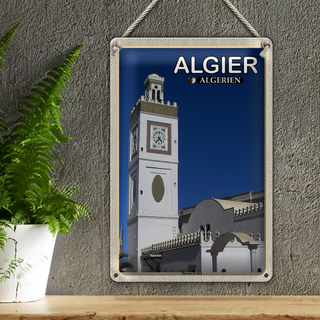 Blechschild Reise 20x30cm Algier Algerien Moschee El Jdid