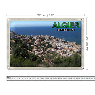 Blechschild Reise 30x20cm Algier Algerien Stadtteil Bologhine