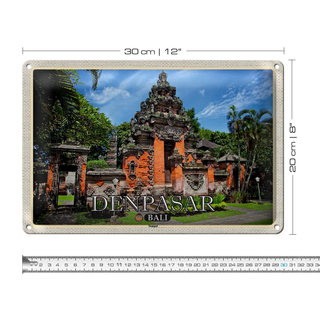 Blechschild Reise 30x20cm Bali DENPASAR Tempel