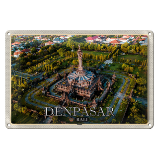 Blechschild Reise 30x20cm DENPASAR Bali Tempel Architektur