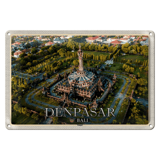 Blechschild Reise 30x20cm DENPASAR Bali Tempel Architektur