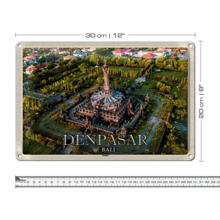 Blechschild Reise 30x20cm DENPASAR Bali Tempel Architektur