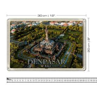 Blechschild Reise 30x20cm DENPASAR Bali Tempel Architektur