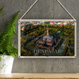 Blechschild Reise 30x20cm DENPASAR Bali Tempel Architektur