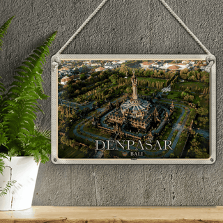 Blechschild Reise 30x20cm DENPASAR Bali Tempel Architektur