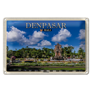 Blechschild Reise 30x20cm DENPASAR Bali Tempelanlage Wanddeko