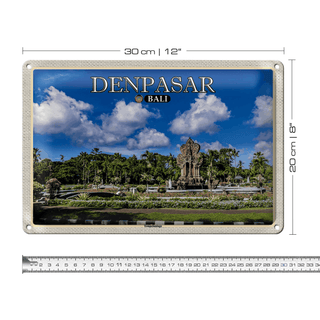 Blechschild Reise 30x20cm DENPASAR Bali Tempelanlage Wanddeko