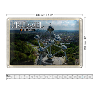 Blechschild Reise 30x20cm Brüssel Belgien Atomium