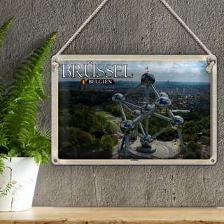 Blechschild Reise 30x20cm Brüssel Belgien Atomium