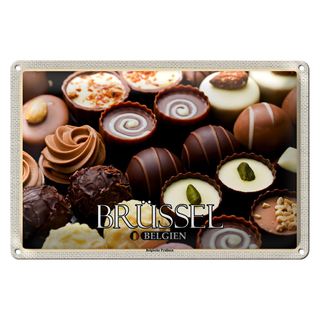 Blechschild Reise 30x20cm Brüssel Belgien Belgische Pralinen
