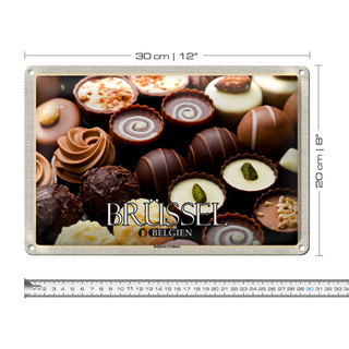 Blechschild Reise 30x20cm Brüssel Belgien Belgische Pralinen