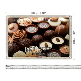 Blechschild Reise 30x20cm Brüssel Belgien Belgische Pralinen