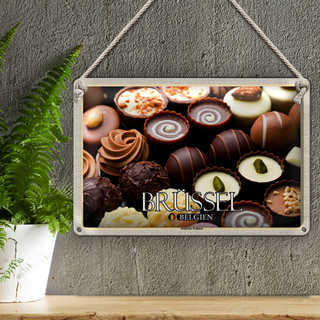 Blechschild Reise 30x20cm Brüssel Belgien Belgische Pralinen