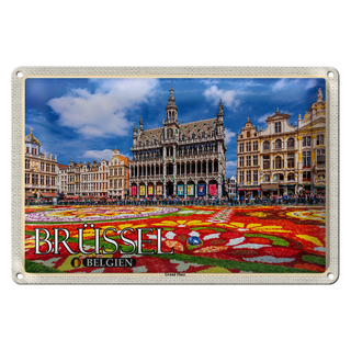 Blechschild Reise 30x20cm Brüssel Belgien Grand Place